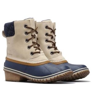 SOREL $140 Women's 6 Slimpack II Nubuck Collegiate Navy Waterproof Duck Boots